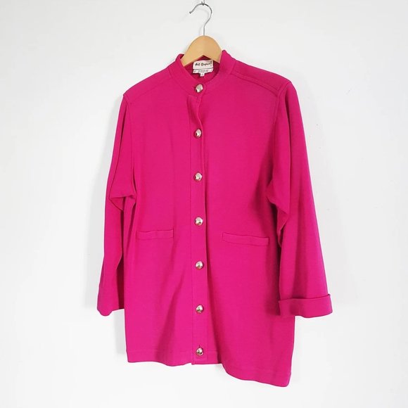 YSL Yves Saint Laurent Rive Gauche Pink Wool Cardigan Sweater Jacket, Size L - Picture 6 of 8
